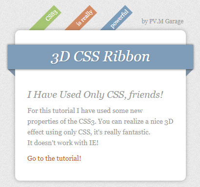 纯CSS3实现的3D丝带效果