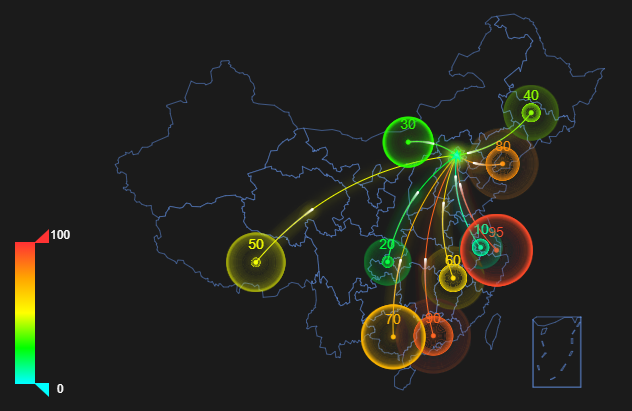 html5 echarts地图分布动画特效