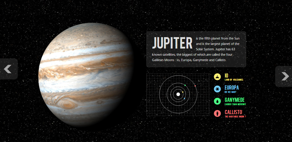 jQuery宇宙星球信息介绍特效