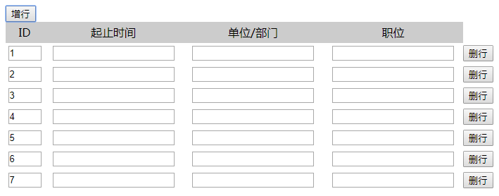 jQuery表格增加删除代码