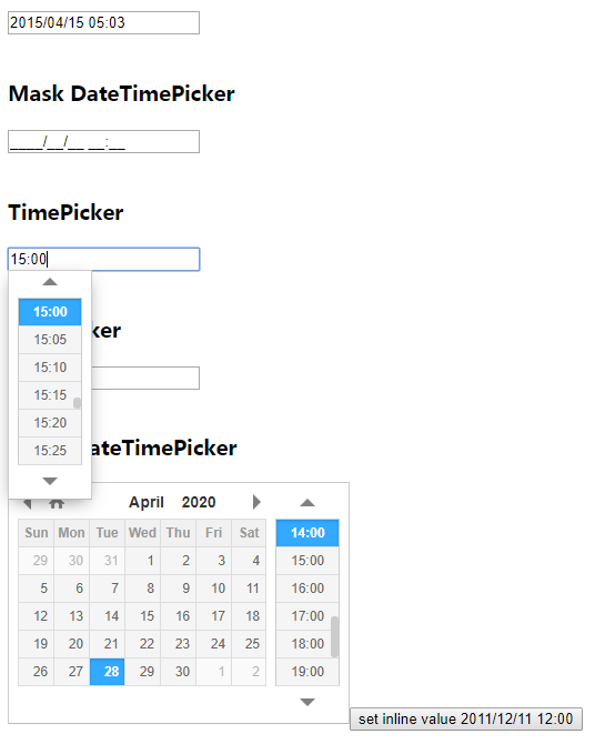 jQuery日期和时间插件DateTimePicker js代码