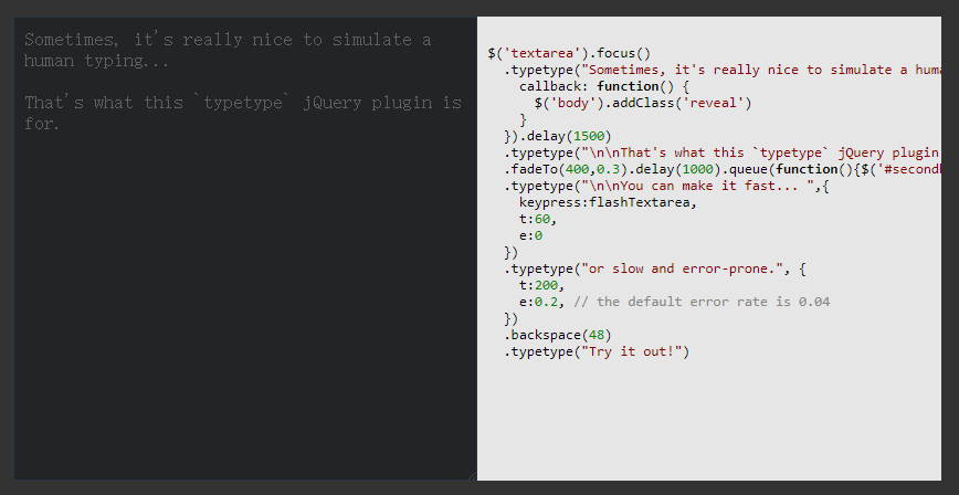 jQuery模拟键盘打字插件typetype代码