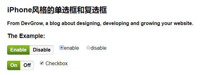 iPhone风格的单选框和复选框特效代码