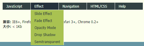 jQuery简洁下拉菜单导航特效代码