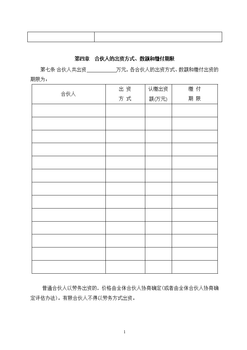 有限合伙企业协议(工商注册版)模板