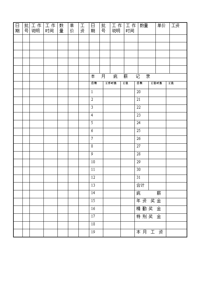 公司件薪计算表表格模板