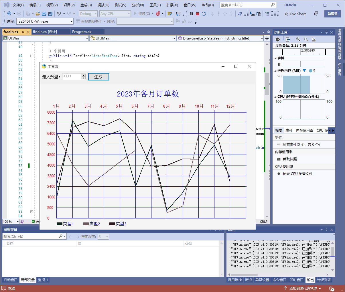 .net c#画多条月份折线图报表